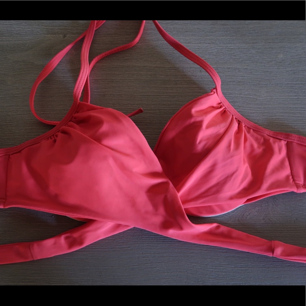 Pink Padded Criss Cross Bikini Top